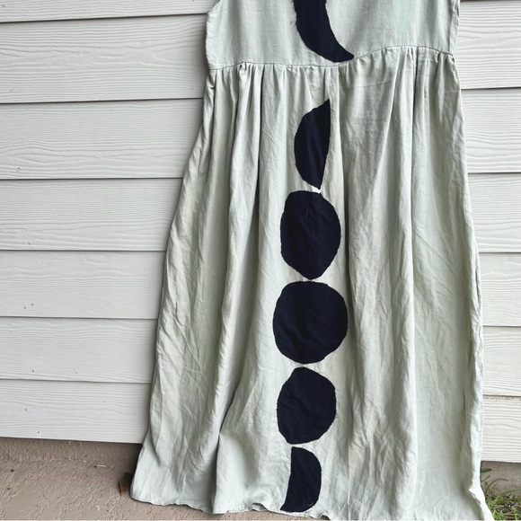 100% Linen | Handmade Quilted Linen Sleeveless Dress SKU 08014 Black Moon - Picture 5 of 10